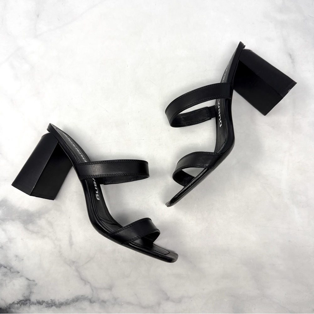 Alexander Wang Hayden Leather Square Toe Minimalist Slide Mule Sandal Heel Black - Picture 11 of 16